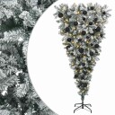 vidaXL Opp-ned kunstig hengslet juletre 150 cm 150 LED-lys Varmhvit