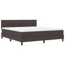  Box Spring Seng med Madrass & LED Mørk Brun 180x200 cm Stoff