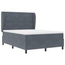  Box Spring Seng med Madrass   Mørkegrå   140x200 cm   Fløyel