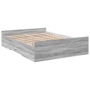  Sengeramme med skuffer grå sonoma 135x190 cm konstruert tre 8721102619724