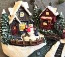 Juledekorasjon hus barn og snømann med Led lys