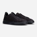 Zegna Triple Stitch Dark Blue Suede