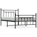  Sengeramme i metall med hode  og fotgavl svart 100x200 cm