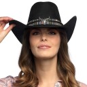 Svart Cowboyhatt med Snor og Emblem
