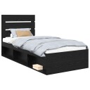  Sengestamme med hodegjerde Svart 75 x 190 cm Massiv furu
