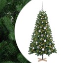 vidaXL Kunstig juletre med julekuler 150 cm 150 LED-lys Varmhvit PVC