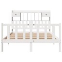  Seng med bokhylle uten madrass hvit 150x200 cm heltre furu 8721158605337