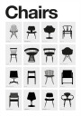 Iconic Chair Collection Poster: Black & White Minimalist Art Plakat Plakat / 70x100cm