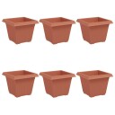 vidaXL Firkantet Blomsterpotte 6 pcs Klinker Rød 33 x 33 x 26 cm Plast