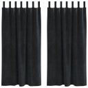  Gardiner med gardiner 2 pcs Svart 140 x 175 cm Fløyel