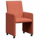  Spisebordsstoler med hjul 2 pcs Rød oransje 57 x 66 x 94 cm
