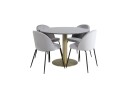 Venture Home Estelle Spisegruppe 106 cm Rund med 4 Wrinkles Stoler Sort/Guld