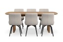 Richeto spisegruppe 210 cm med 6 Mora snurrestoler - Naturlig finish/mørkbeige