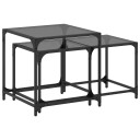  Stablebare salongbord 2 stk med svart glasstopp stål 845985