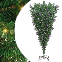  Omvendt kunstig ferdigbelyst juletre med kule sett grønn 210 cm