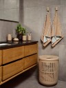 Zone Denmark Håndklæde Sauna 50X100 Camel/Ice Blue/Olive Green - Beige - 100X50X0.5CM x 100