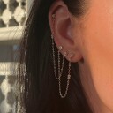 Stine A Jewelry Twin Flow Earring With Stones Chain & Pearls Forgylt Sølv Sterling 925 