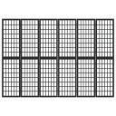 vidaXL Sammenleggbar romdeler 6 paneler japansk stil 240x170 cm svart