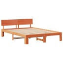  Sengestel med hodegjerde Vokset brunt 160x200 cm Massivt furutre