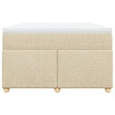  Seng med madrass boksfjær kremhvit 120x200 cm stoff 8721102702532