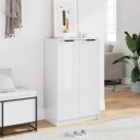 vidaXL Skoskap h?yglans hvit 59x35x100 cm konstruert tre