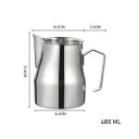 Melkekanne i rustfritt stål 480 ml / melkeskummingskanne med svanehals / baristakanne sølv