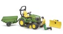 Bruder Bworld John Deere Lawn Tractor with trailer and gardener