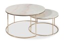 New York Sofabord 80 cm Sett med 2 Rundt - Marmor/Champagne