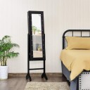 Cwy 18 LED smykkeskap vippbar stående design smykkehylle med full lengde speil 35 × 315 x 145 cm svart