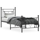 vidaXL Sengeramme i metall med hode- og fotgavl svart 75x190 cm 8721012248809