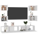 vidaXL TV-benksett 6 deler hvit sponplate