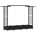 vidaXL Hevet Bed med Trellis og Tak Svart 207 x 40 x 123 cm PP