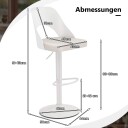 Justerbare barkrakker i hvitt kunstskinn sett med 2 – 360° svingbar