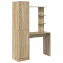  Skrivebord med lagring 2 pcs Sonoma eik 78,5 x 37 x 154,5 cm