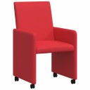  Spisebordsstoler med hjul 2 pcs Rød 57 x 66 x 94 cm Kunstlær
