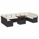 vidaXL Hagesofa Set 11 stk. Svart og krem polyrotting