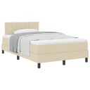  Box Spring Seng med madrass kremfarget 120x200 cm stoff