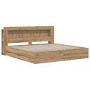 vidaXL Sengramme med oppbevaring og hodegavl Artisan eik 180 x 200 cm