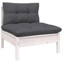 vidaXL Hagesofa 2-seters med puter hvit heltre furu