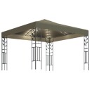 vidaXL Paviljong med LED-lysslynge 3x3 m gråbrun