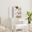 vidaXL Sminkebord med speil hvit MDF 74,5x40x141 cm