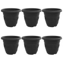 vidaXL Rund Blomsterpotte 6 stk. Svart Ø 39 x 32 cm Plast