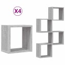 Vegghyller med lagring 4 pcs Grå 26 x 15 x 26 cm Konstruert tre