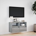  Vegghengt TV-benk med LED grå sonoma 80x31x45 cm 8721102968976
