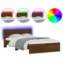  Sengeramme med hodegavl og LED brun eik 140x190 cm 3207629