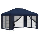 vidaXL Hagepaviljong med sidevegger 4 × 3 m Blå Polyester og stål