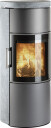 Hwam 3520m grå vedovn med klebersteinsomramming og glassdør