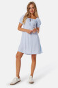 BUBBLEROOM Front Tie Short Dress Light blue/Patterned M