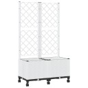 vidaXL Hageplanter med espalier og hjul Hvit 80 x 40 x 146 cm PP