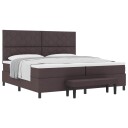  Box Spring Seng med Madrass & Benk Mørk Brun 200 x 200 cm Stoff